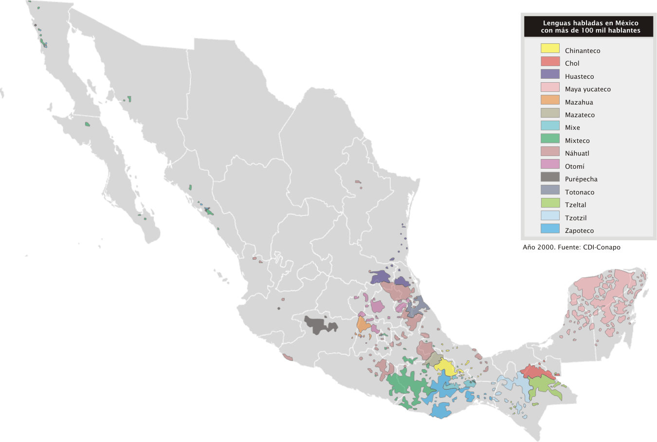 Mapa de lenguas de Mexico